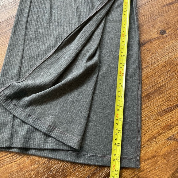 Grey Ribbed Maxi Dress With Slit - Picture 8 of 8